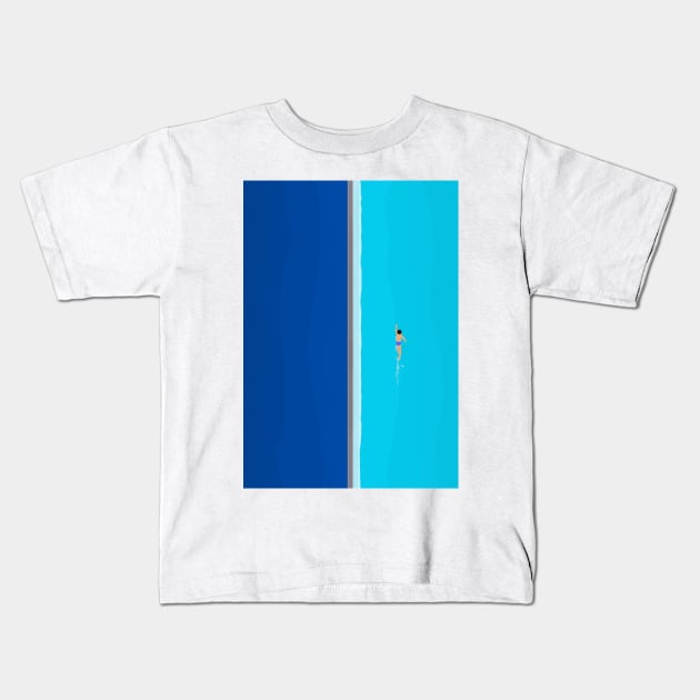 Lone Swimmer Kids T-Shirt by From Above